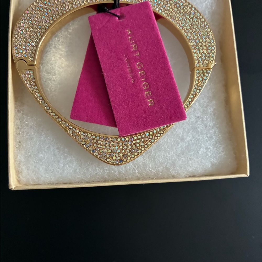 Kurt Geiger Gold Crystal Embellished Bangle - Picture 5 of 8